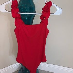 Red kittenish body suit